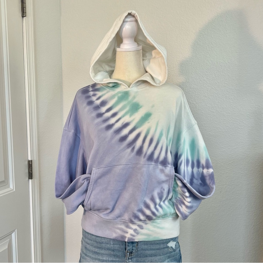 NWT Wildfox Couture Purple & Green Tie-Dye French Terrycloth Hoodie Sweatshirt